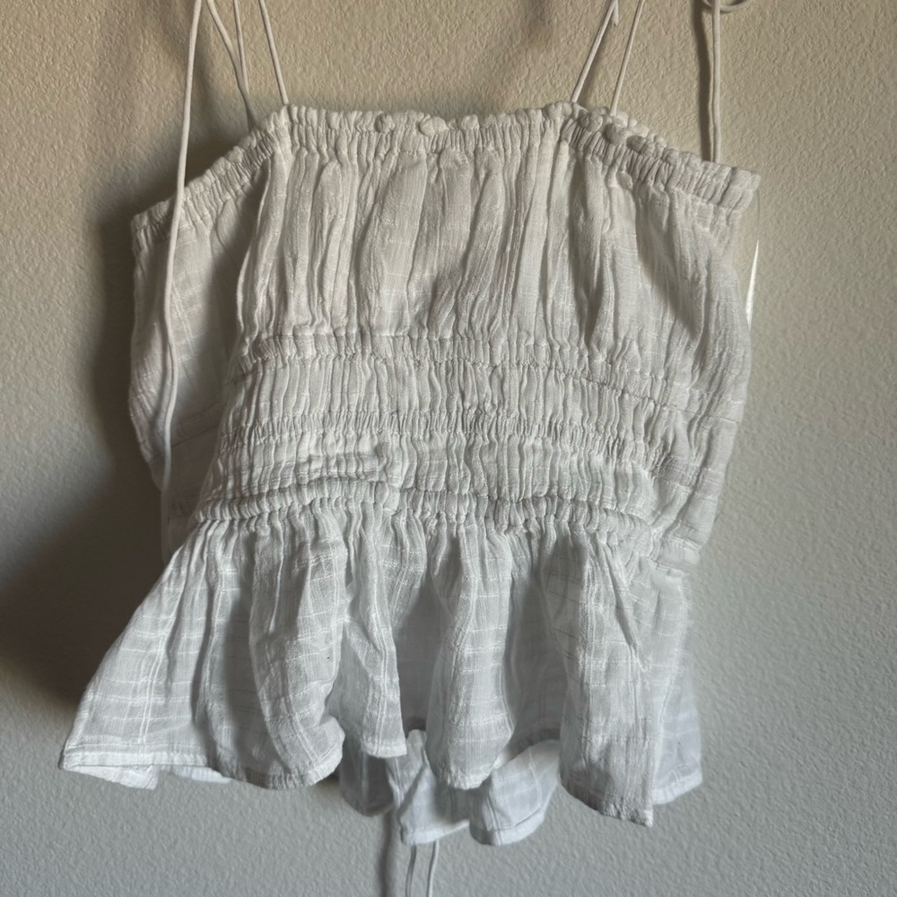 J. Crew White Ruched Peplum Tie-Strap Camisole - Picture 9 of 11